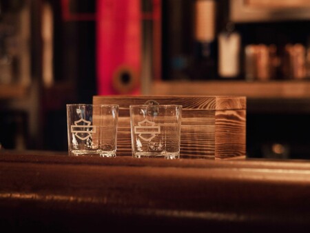 Free Gift with Purchase* set of Harley-Davidson glasses & wooden collector's box