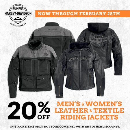 20% Off Leather & Textile Riding Jackets