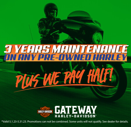 3 Years Maintenance On Any Pre-Owned Harley