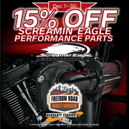 15% Off Screamin' Eagle Performance Parts Dec. 1-30