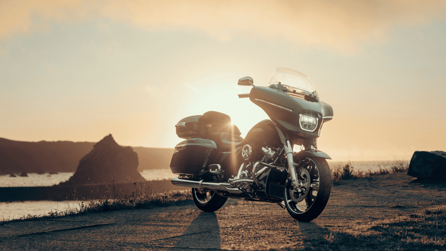 A 2025 Harley-Davidson® Street Glide® parked on the roadside near West Palm Beach, FL.