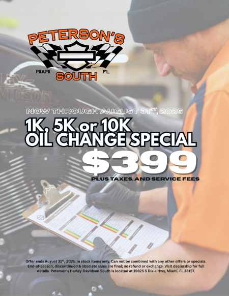 Oil Change Special $399 at Peterson's H-D South!