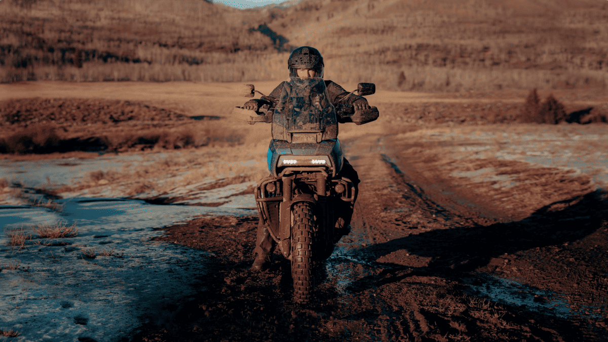 Rider on a 2025 Harley-Davidson® Pan America® 1250 Special tackling rugged off-road terrain near Sanford, FL.