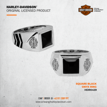 H-D SQUARE BLACK ONYX RING