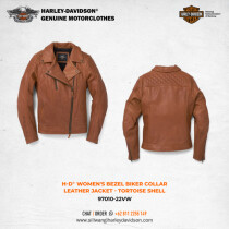 H-D® Women's Bezel Biker Collar Leather Jacket - Tortoise Shell