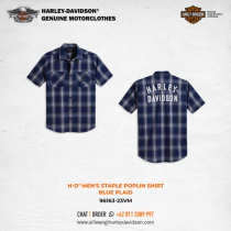Harley-Davidson® Men's Staple Poplin Shirt - Blue Plaid