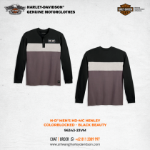 Harley-Davidson® Men's HD-MC Henley - Colorblocked - Black Beauty