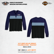 Harley-Davidson® Men's HD-MC Henley - Colorblocked - Peacoat