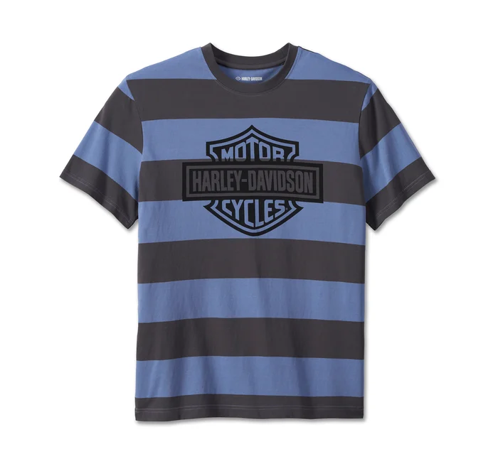 T-shirt Bar & Shield rayé pour hommes - Colony Blue Stripe