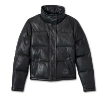 WOMEN'S BLACKED OUT LEATHER PUFFER