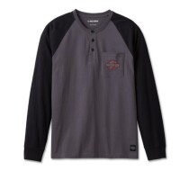 HENLEY-KNIT,DARK GREY COLORBLOCK