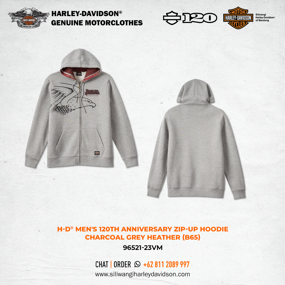 Harley-Davidson® Men's 120th Anniversary Zip-Up Hoodie - Charcoal Harley-Davidson® Men's 120th Anniversary Zip-Up Hoodie - Charcoal