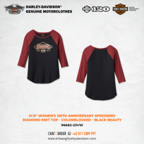 Harley-Davidson® Women's 120th Anniversary Speedbird Diamond Knit Top - Colorblocked - Black Beauty