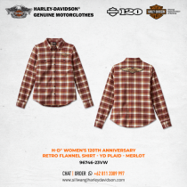 Harley-Davidson® Women's 120th Anniversary Retro Flannel Shirt - YD Plaid - Merlot