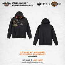 Harley-Davidson® Men's 120th Anniversary Zip-Up Hoodie - Black Beauty