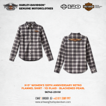Harley-Davidson® Women's 120th Anniversary Retro Flannel Shirt - YD Plaid - Blackened Pearl