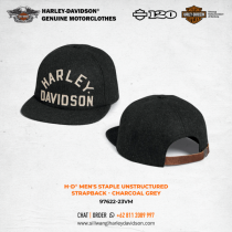 Harley-Davidson® Men's Staple Unstructured Strapback - Charcoal Grey