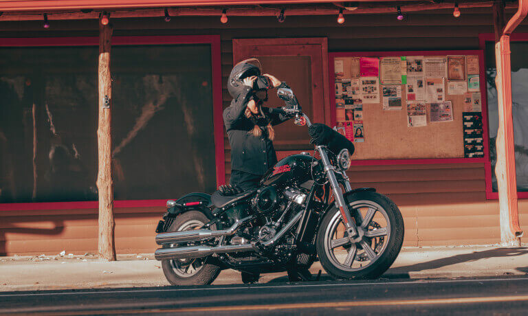 2023 Harley-Davidson Softail Standard parked outside bakery