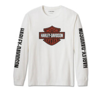 メンズ・バー＆シールド・長袖Tシャツ・ホワイト