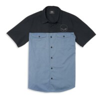 Willie G Skull Colorblocked Woven Shirt