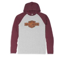 メンズ オイル缶バー＆シールドフード付きグラフィックTシャツ