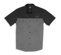 Willie G Skull Colorblocked Woven Shirt