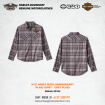Harley-Davidson® Men's 120th Anniversary Plaid Shirt - Grey Plaid