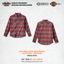 Harley-Davidson® Men's 120th Anniversary Plaid Shirt - Red Plaid