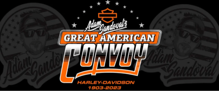 Adam Sandoval's Great American Convoy stops at Wilkins Harley-Davidson on June 29, 2023