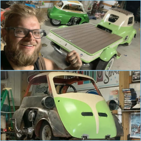 A custom Harley Shovelhead-powered BMW Isetta has been constructed, but there's more to the tale.