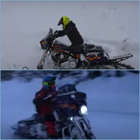 This is the Appearance of a Harley-Davidson Bagger Transformed into a Snow Bike