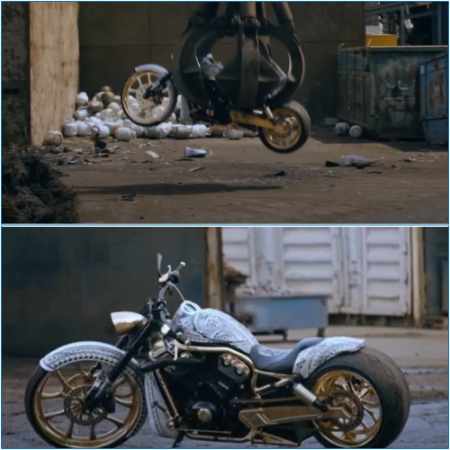 Law enforcement disposes of gold-plated Harley Davidsons formerly in possession of the Comanchero Mo