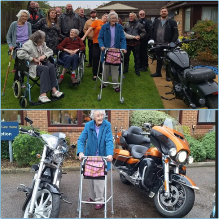 Bikers stage doorstep rally to lift spirits of Moulton care home residents.