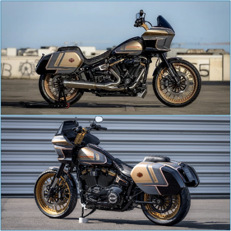 The Harley-Davidson Glatzzomobil proudly rises on a massive platform, its large wheels commanding.