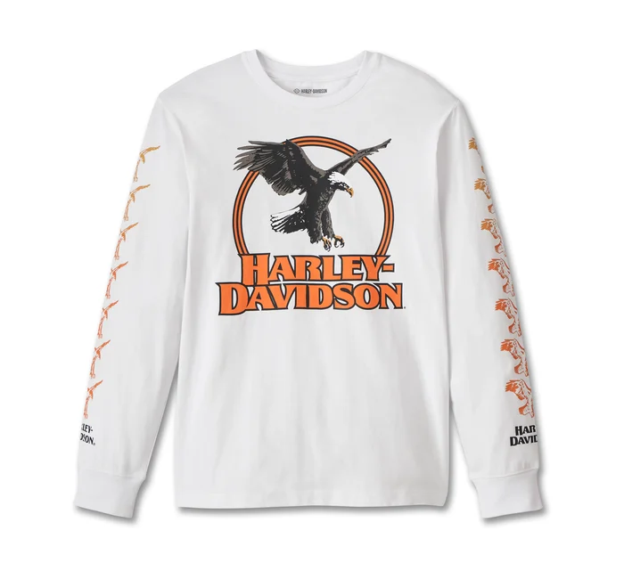 メンズ・ライジングイーグル・長袖Tシャツ・ブライトホワイト