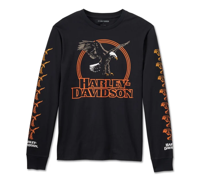 メンズ・ライジングイーグル・長袖Tシャツ・ハーレーブラック