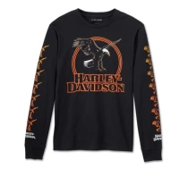 メンズ・ライジングイーグル・長袖Tシャツ・ハーレーブラック