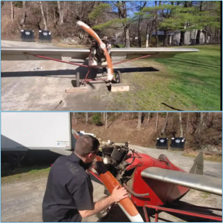 A YouTuber endeavors to get a vintage 1920s Harley-Davidson engine-propelled aircraft airborne.