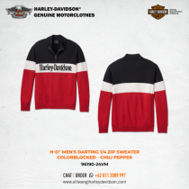 Harley-Davidson® Men's Darting 1/4 Zip Sweater - Colorblocked - Chili Pepper