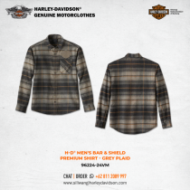 Harley-Davidson® Men's Bar & Shield Premium Shirt - Grey Plaid