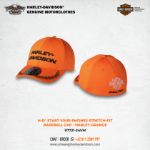 Harley-Davidson® Start Your Engines Stretch-Fit Baseball Cap - Harley Orange