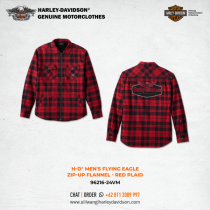 Harley-Davidson® Men's Flying Eagle Zip-Up Flannel - Red Plaid