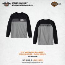 Harley-Davidson® Men's Darting Henley - Colorblocked - Black Beauty