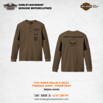 Harley-Davidson® Men's Willie G Skull Thermal Shirt - Stone Gray