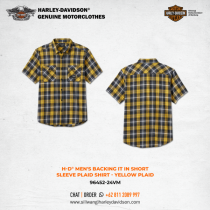 Harley-Davidson® Men's Backing It In Short Sleeve Plaid Shirt - yellow plaid