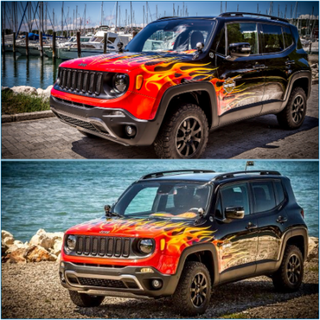 Harley-Inspired Jeep Renegade Boasts a Fiery Paint Job