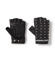 WOMEN'S H-D STUDDED LEATHER FINGERLESS RIDING GLOVES