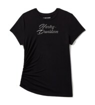 WOMEN'S ESSENTIAL BLING RUCHED SHORT SLEEVE TOP