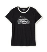 WOMEN'S HUG A HARLEY RINGER TEE