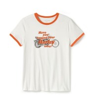 WOMEN'S HUG A HARLEY RINGER TEE
